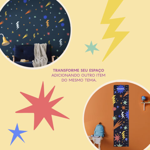 Regua de Crescimento Adesiva Noite Estrelada