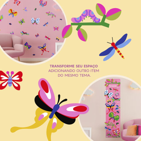 Regua de Crescimento Adesiva Metamorfose Borboletas