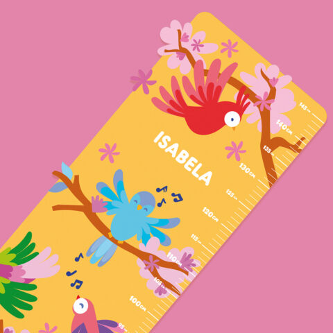 Regua de Crescimento Adesiva Pássaros